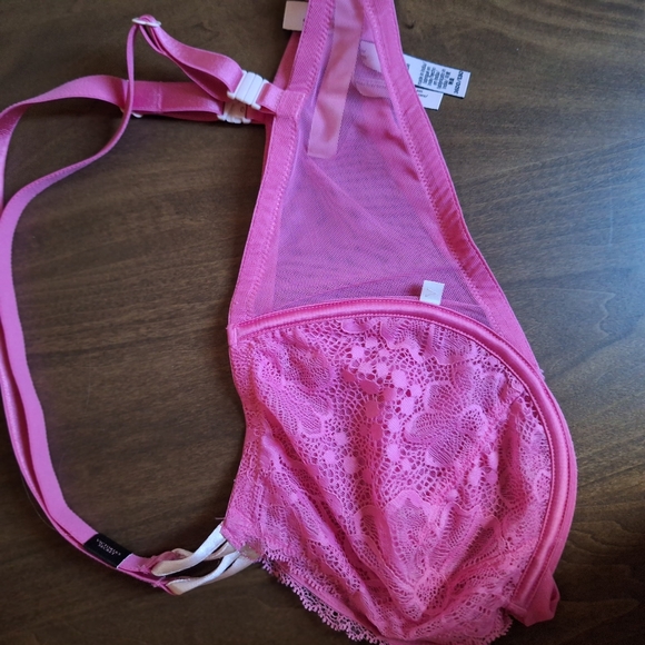 ❤NEW Victoria's Secret 36DD Pink Bra Underwire Lace Demi Adjust to Racerback NWT - Picture 3 of 11